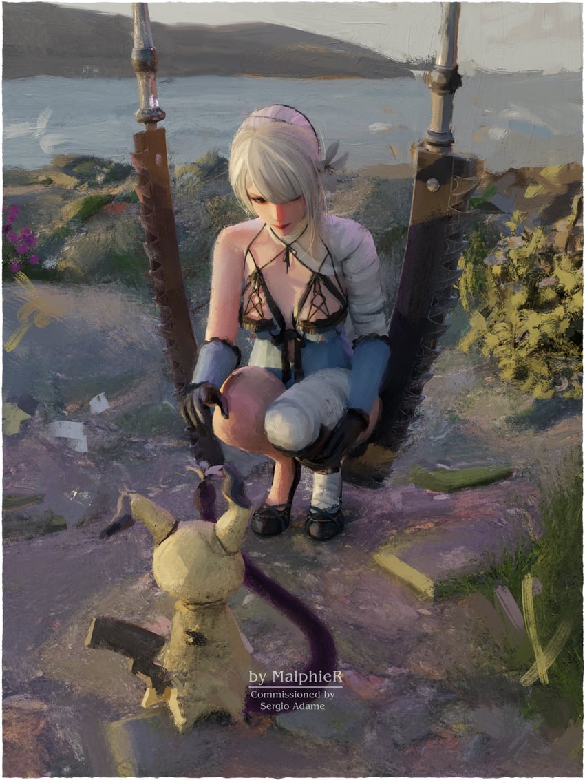 mimikyu and kaine (pokemon and 1 more) drawn by malphier