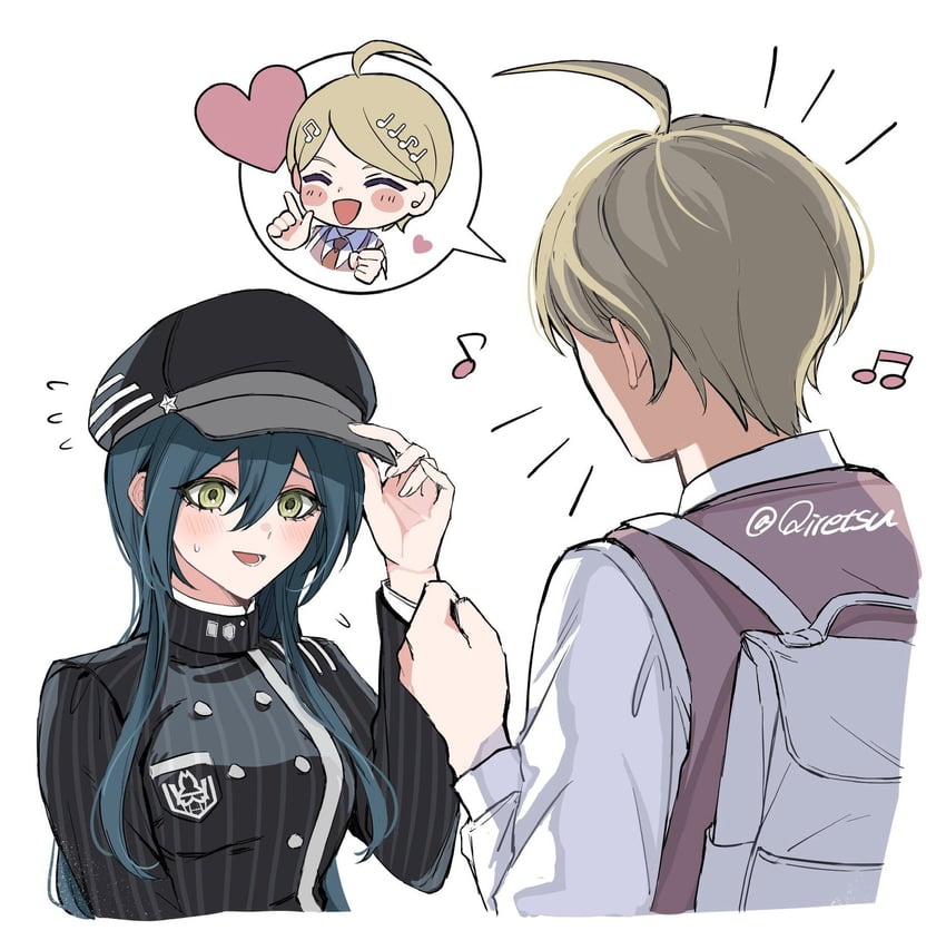 saihara shuichi and akamatsu kaede (danganronpa and 1 more) drawn by qiretsu