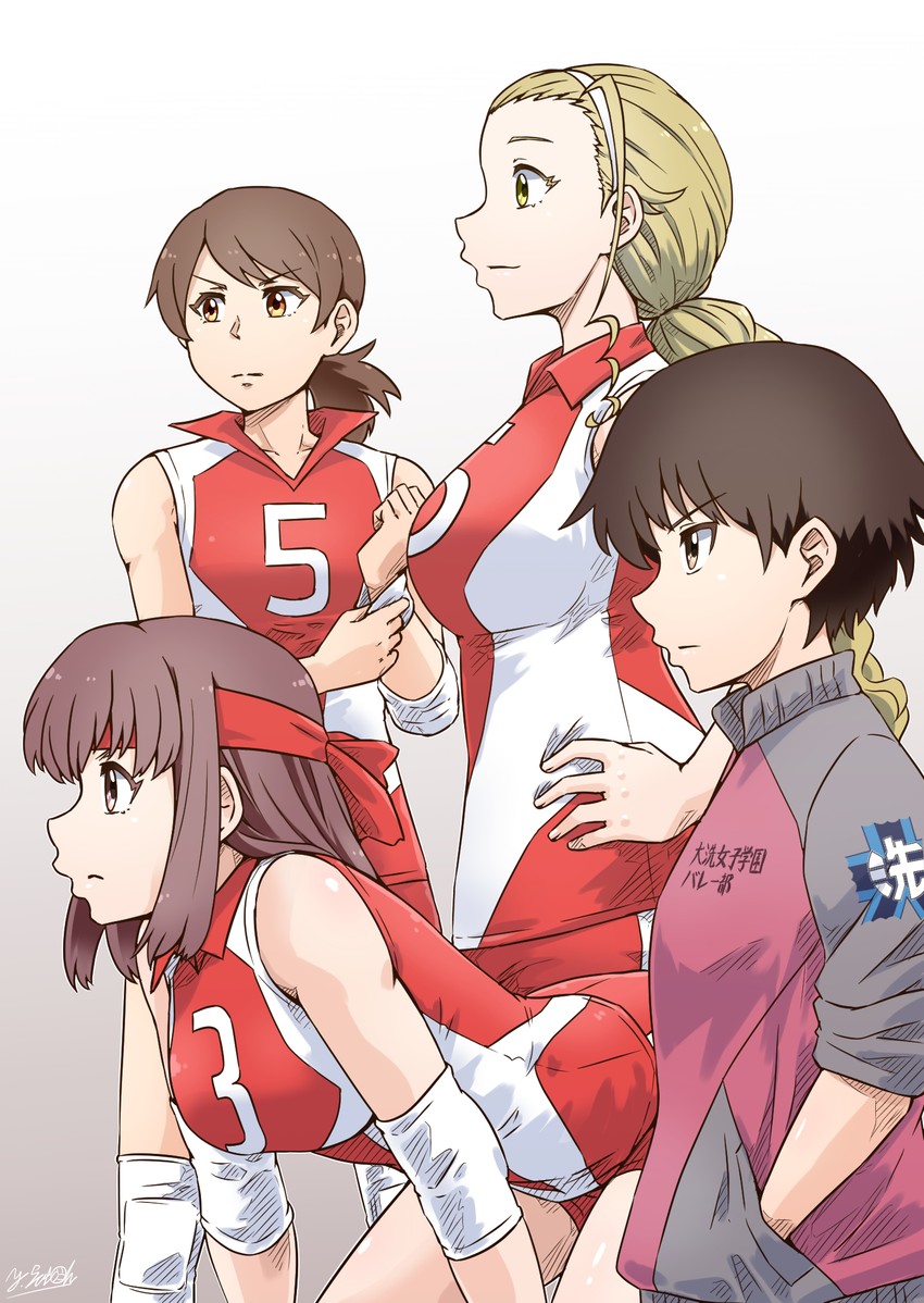 kondou taeko, isobe noriko, sasaki akebi, and kawanishi shinobu (girls und panzer) drawn by satou_yasu
