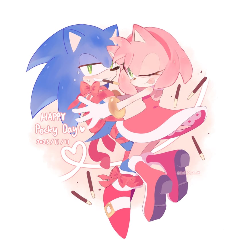 sonic the hedgehog and amy rose (sonic) drawn by cookiecream_00