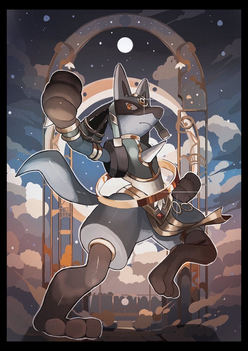 lucario (pokemon and 1 more) drawn by reo_(mmocc123)