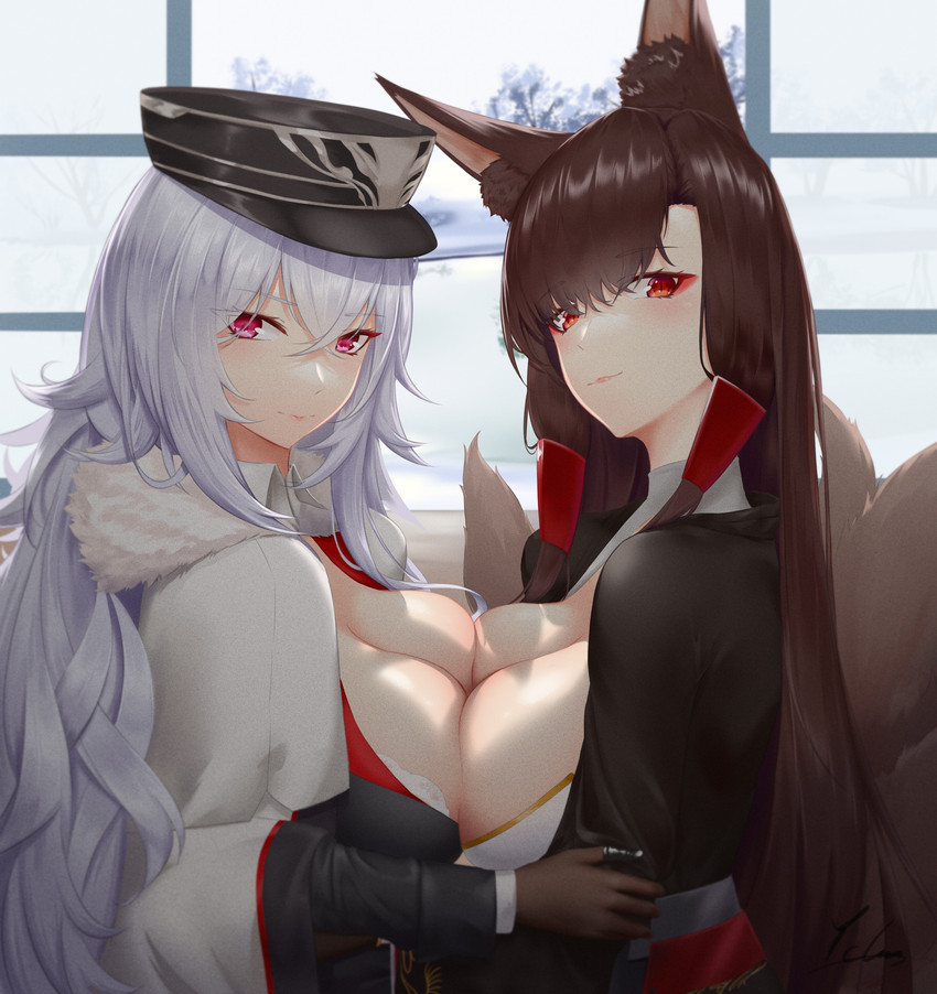 akagi and graf zeppelin (azur lane) drawn by ichikushi_mojibake