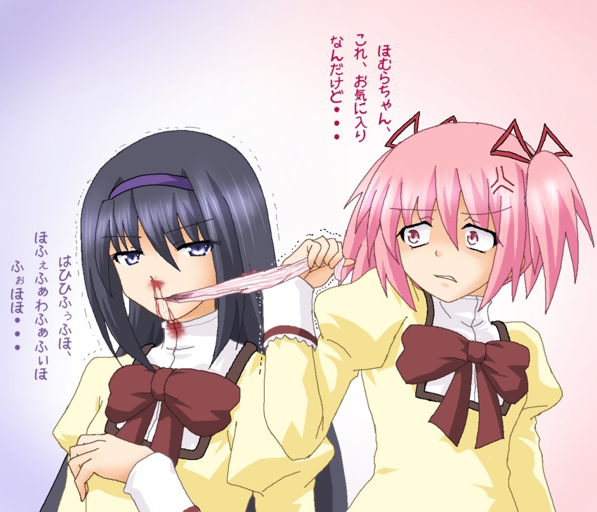 akemi homura and kaname madoka (mahou shoujo madoka magica) drawn by hayashiya_zankurou
