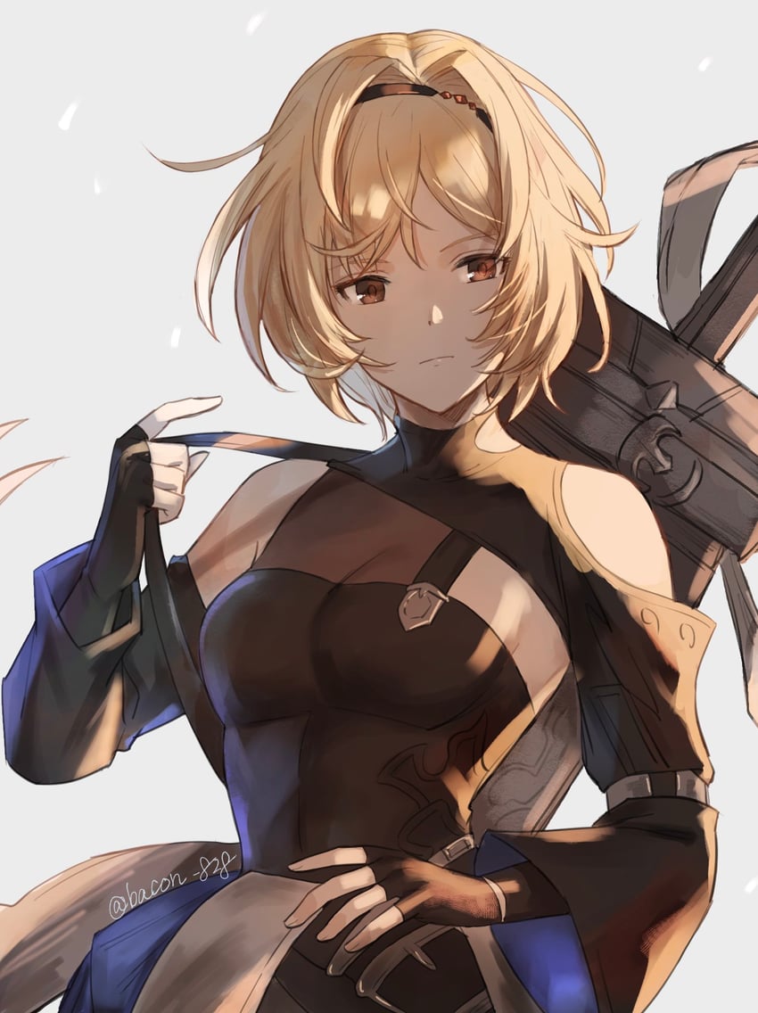 djeeta and honing seeker: phantom (granblue fantasy) drawn by bacon_828