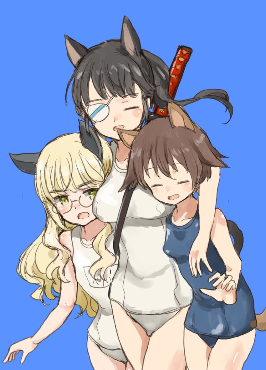 miyafuji yoshika, perrine h. clostermann, and sakamoto mio (world witches series and 1 more) drawn by murayama_kei