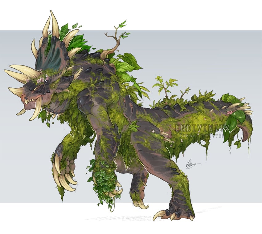 deathclaw (original and 1 more) drawn by endivinity