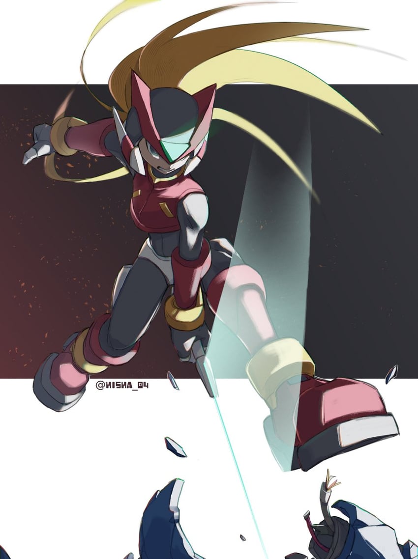 zero and zero(z) (mega man and 2 more) drawn by vani_(hisha_04)