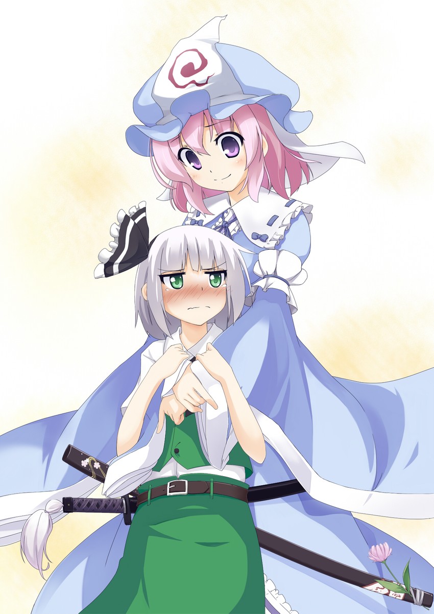 konpaku youmu and saigyouji yuyuko (touhou) drawn by shinonome_haru