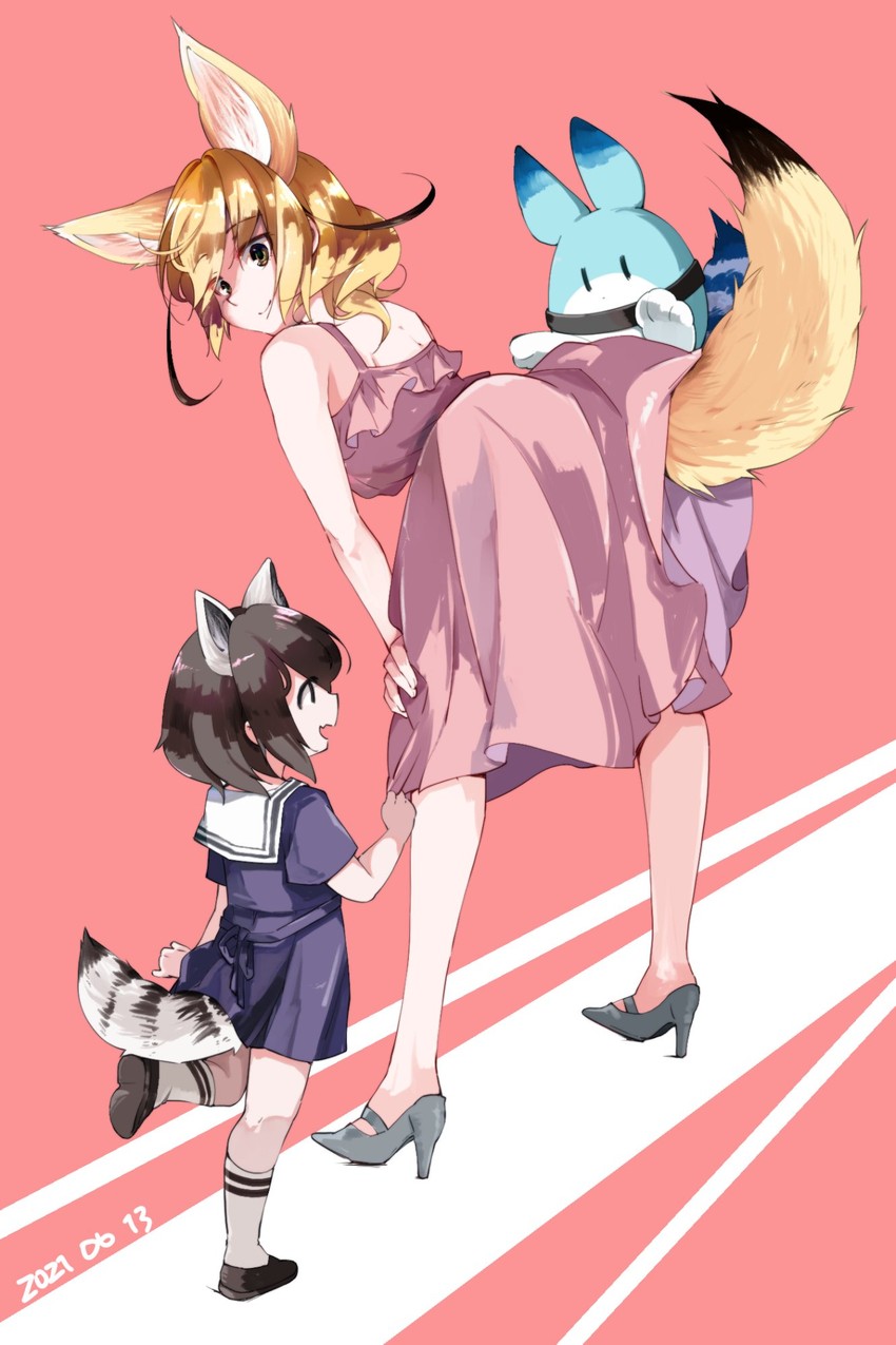 common raccoon, fennec, and lucky beast (kemono friends) drawn by nanana_(nanana_iz)