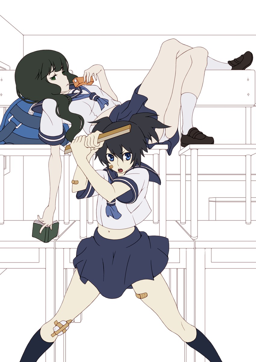 kuroi mato and takanashi yomi (black rock shooter) drawn by vinhnyu