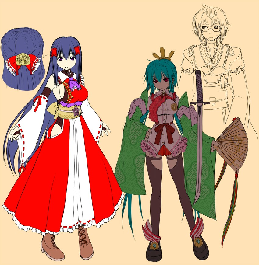 morichika rinnosuke and sendai hakurei no miko (original and 2 more) drawn by asamura_hiori