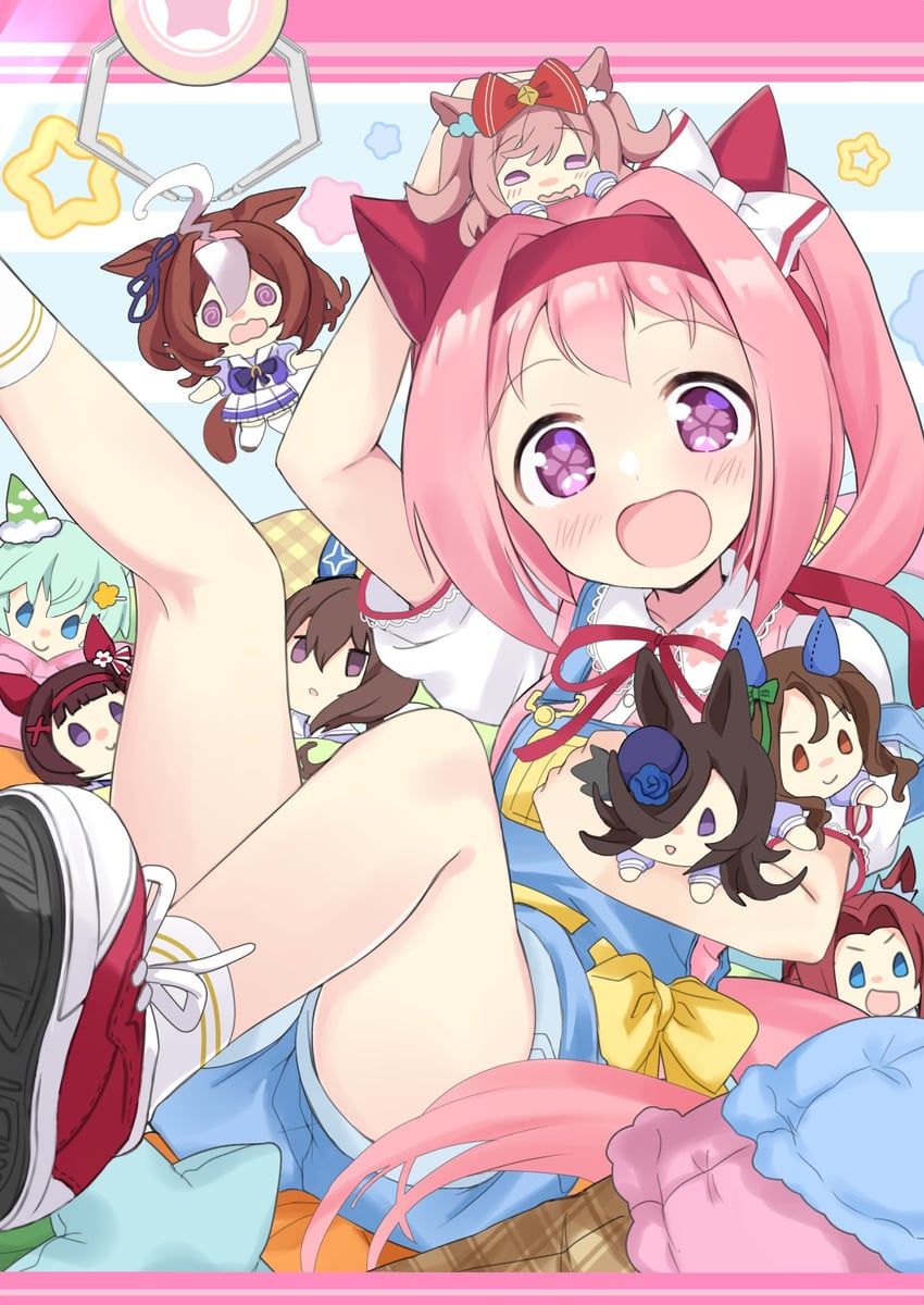 rice shower, admire vega, king halo, seiun sky, agnes digital, and 4 more (umamusume) drawn by hizuki_yayoi