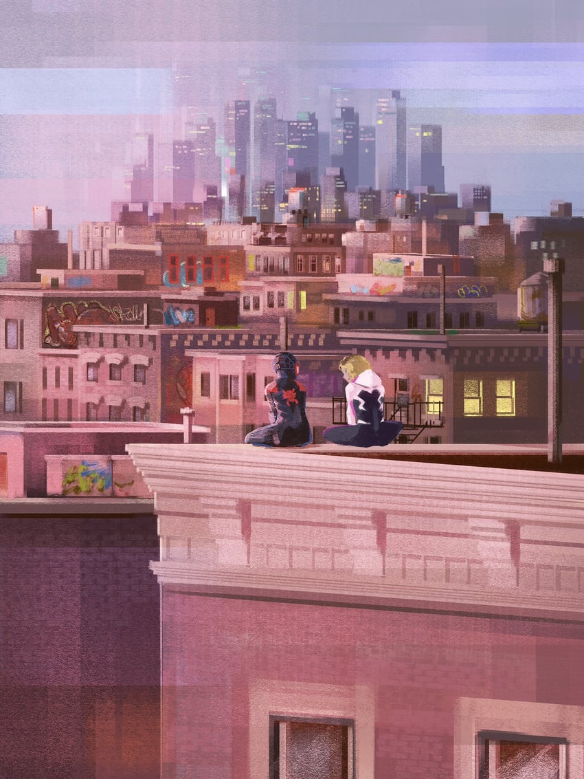spider-gwen, gwen stacy, miles morales, and spider-man (marvel and 3 more) drawn by sengpie