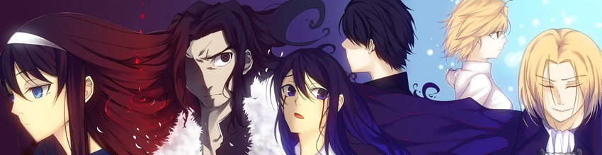 arcueid brunestud, tohno akiha, tohno shiki, sion eltnam, sion eltnam atlasia, and 3 more (tsukihime and 1 more) drawn by iro_(sekaixiro)