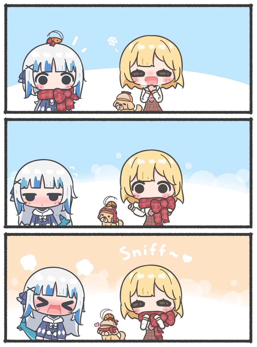 gawr gura, watson amelia, bubba, and ebi-chan (hololive and 1 more) drawn by mpien