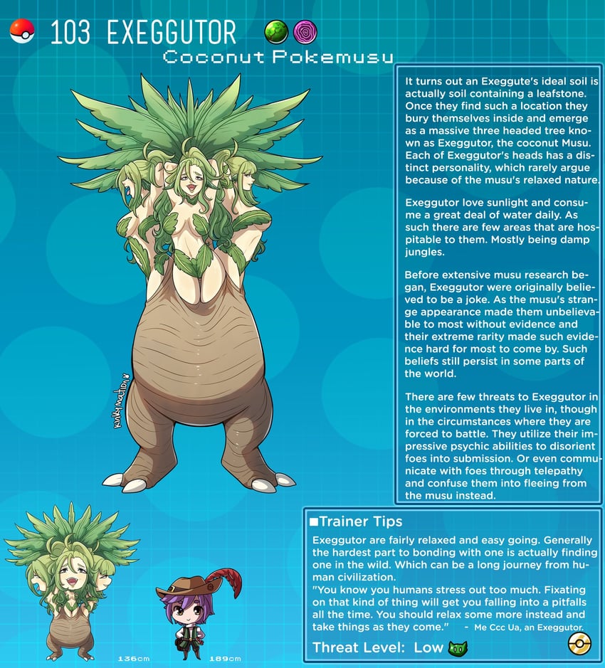 terrance rainer and exeggutor (pokemon) drawn by kinkymation