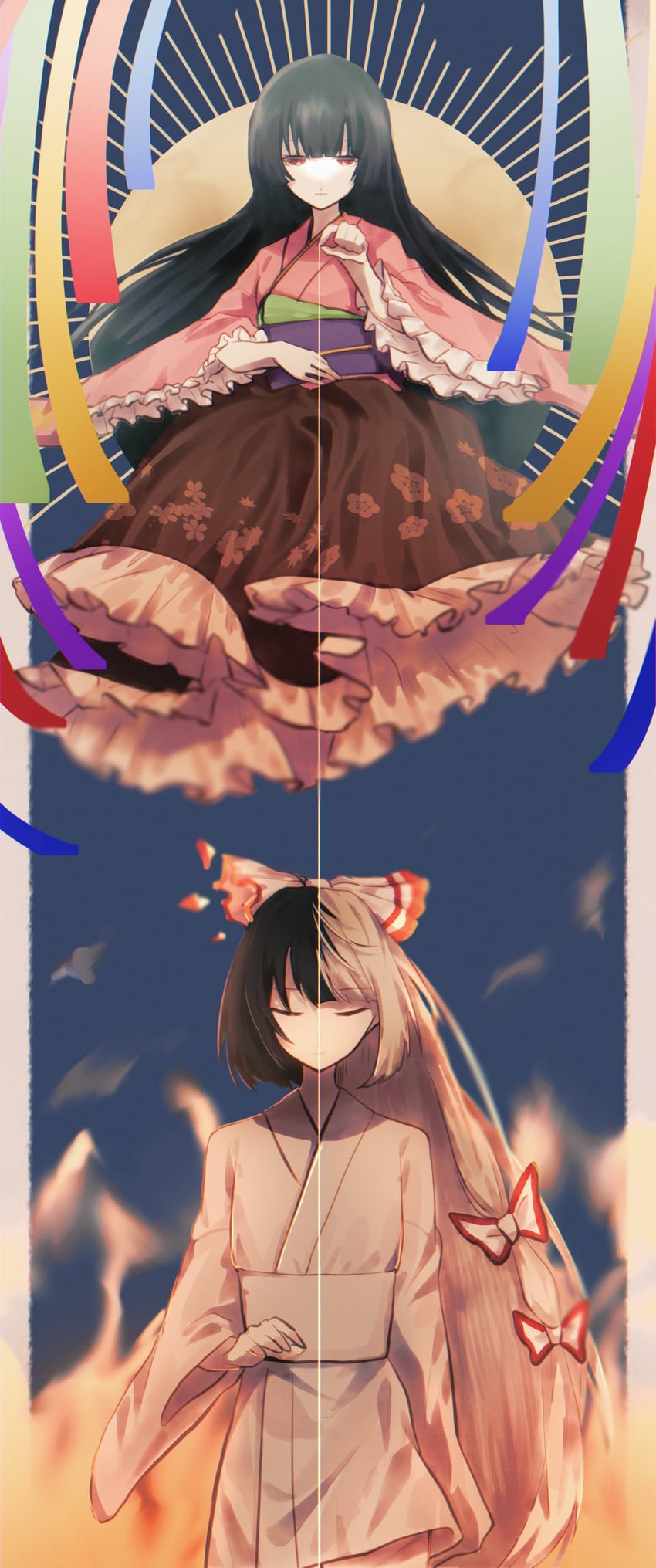 fujiwara no mokou and houraisan kaguya (touhou) drawn by somei_ooo