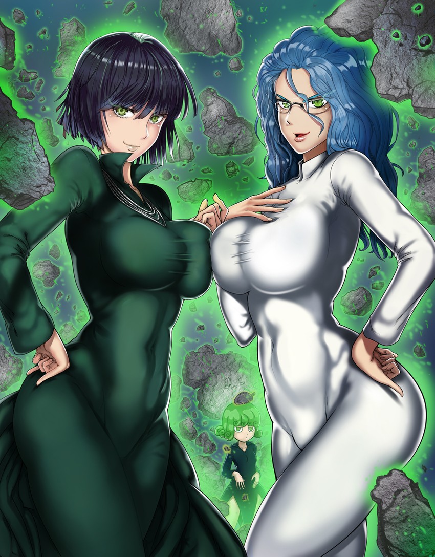 tatsumaki, fubuki, and psychos (one-punch man) drawn by the_golden_smurf