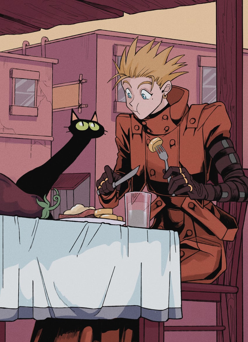 vash the stampede and kuroneko (trigun) drawn by florbetriz