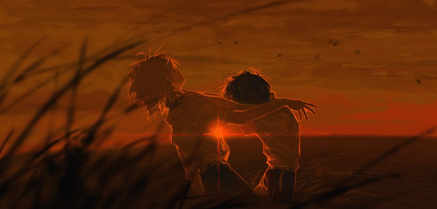ikari shinji and nagisa kaworu (neon genesis evangelion) drawn by fishcoooo