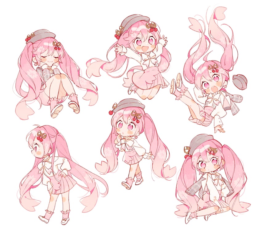 hatsune miku and sakura miku (vocaloid) drawn by uekura_eku