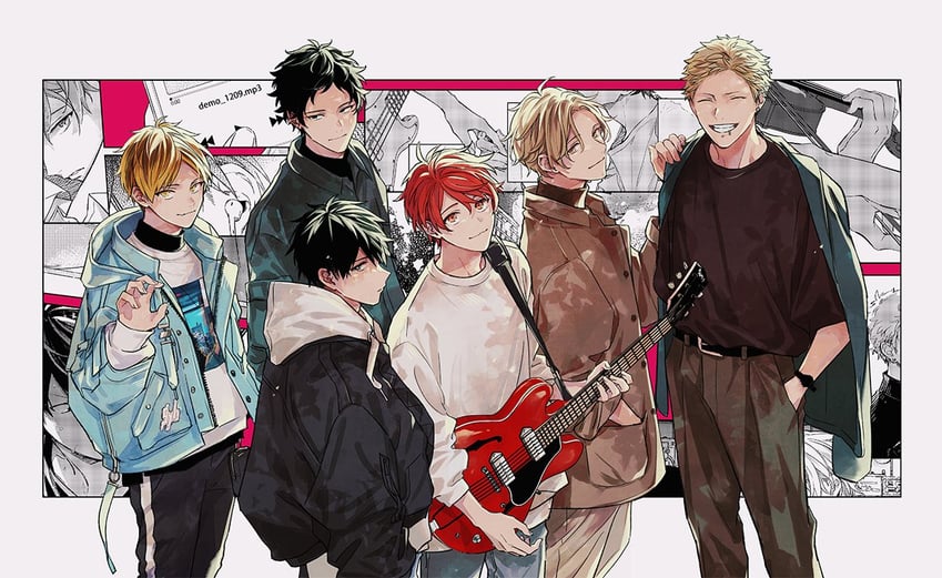 kaji akihiko, satou mafuyu, uenoyama ritsuka, kashima hiiragi, nakayama haruki, and 1 more (given) drawn by kizu_natsuki