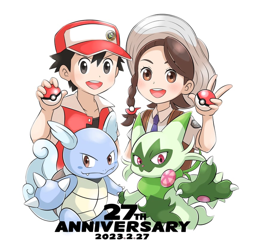 red, juliana, floragato, and wartortle (pokemon and 2 more) drawn by aogaeru_(pixiv46613656)