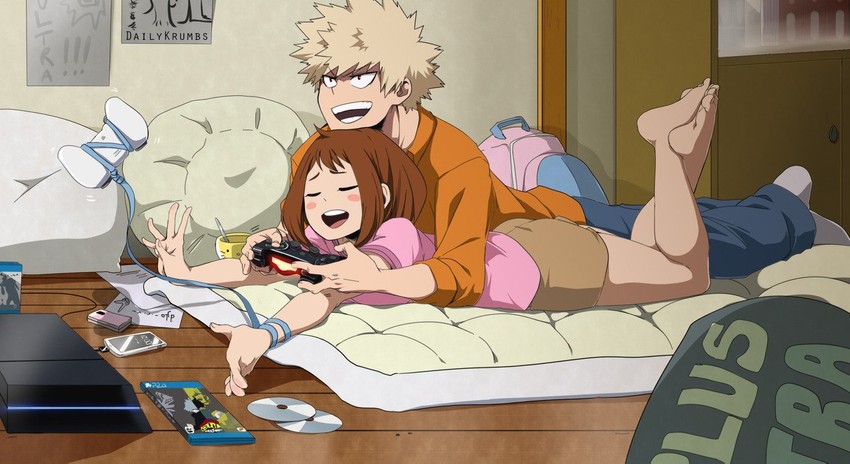 bakugou katsuki and uraraka ochaco (boku no hero academia) drawn by krumbs_(dailykrumbs)