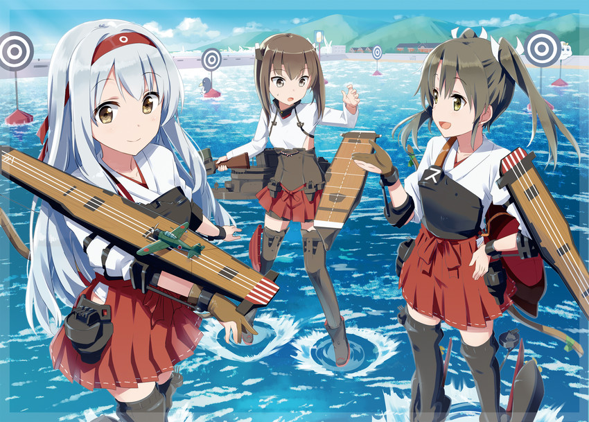 zuikaku, shoukaku, taihou, failure penguin, and miss cloud (kantai collection) drawn by ayuya_naka_no_hito and gotyou