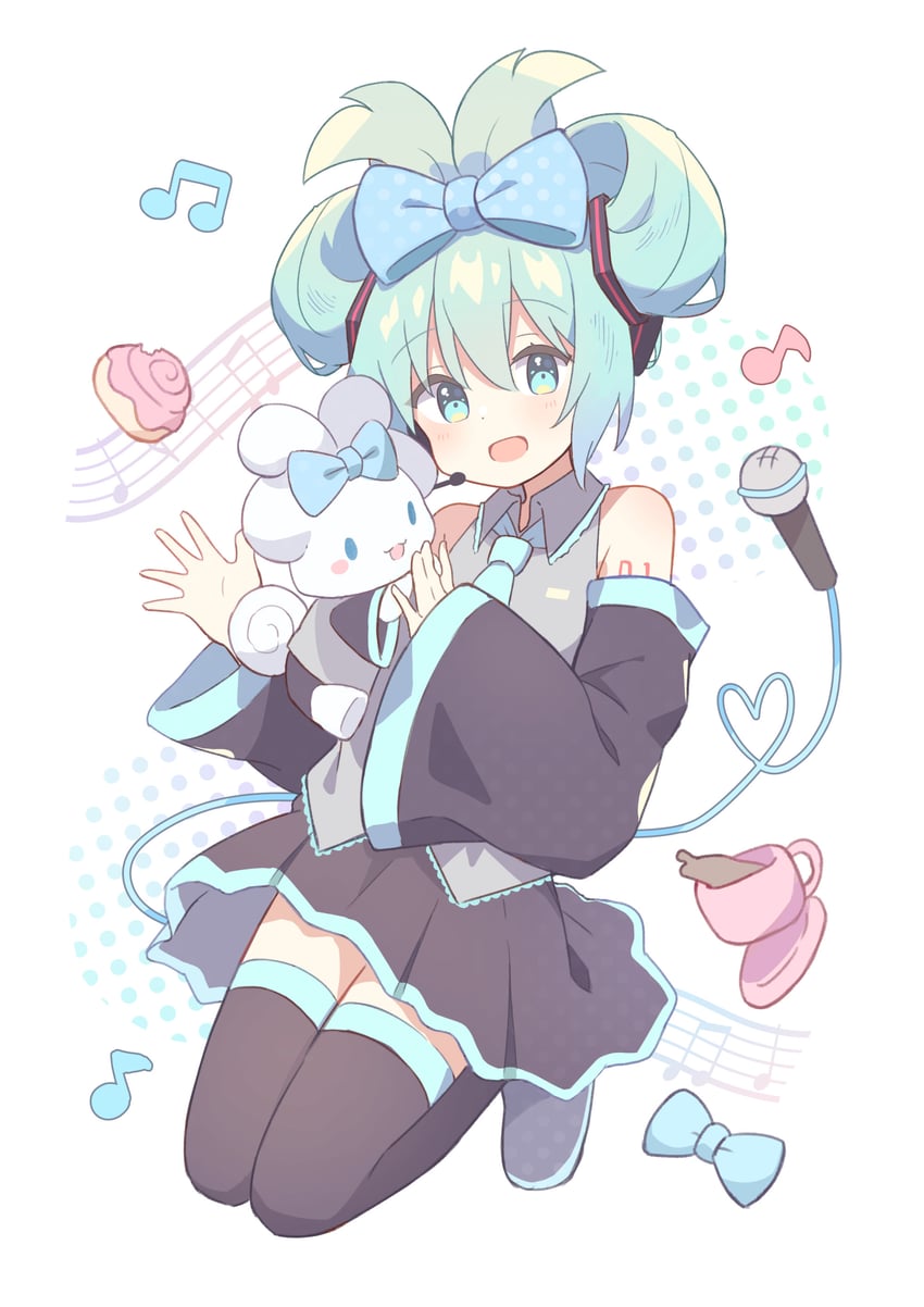hatsune miku, cinnamoroll, and cinnamiku (vocaloid and 2 more) drawn by ryoku_sui