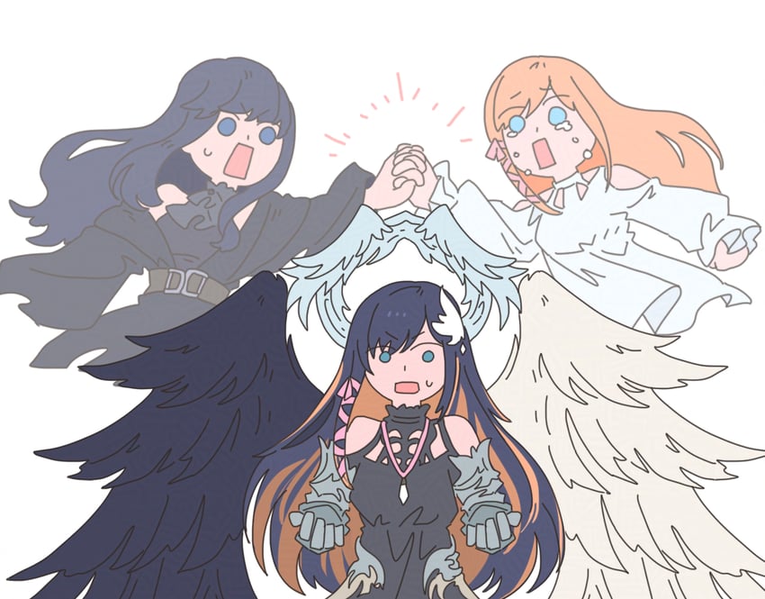 ryne waters, gaia, mitron, and pandora (final fantasy and 1 more) drawn by ff14monday