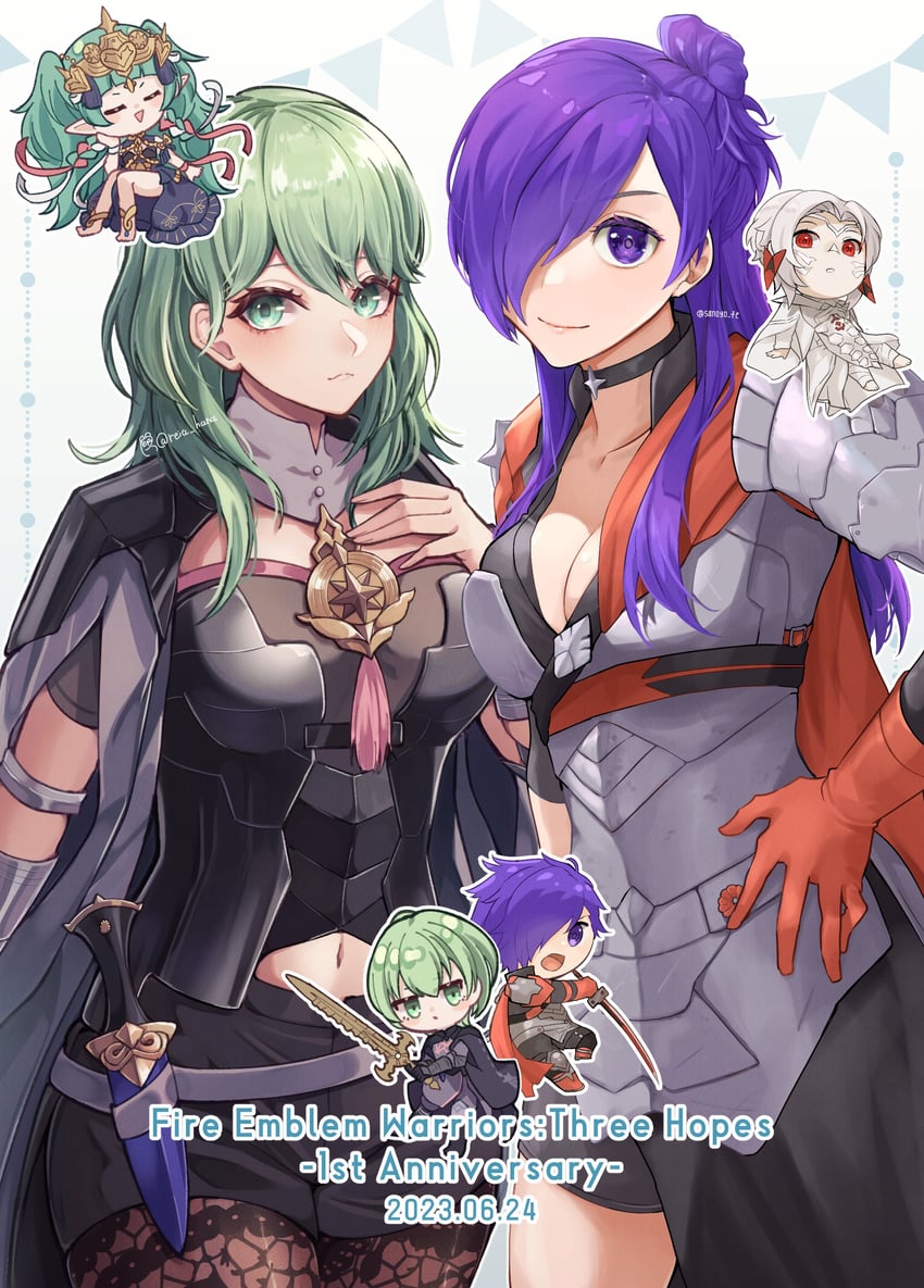 female byleth, sothis, male byleth, male shez, and arval (fire emblem and 2 more) drawn by sakura_no_yoru
