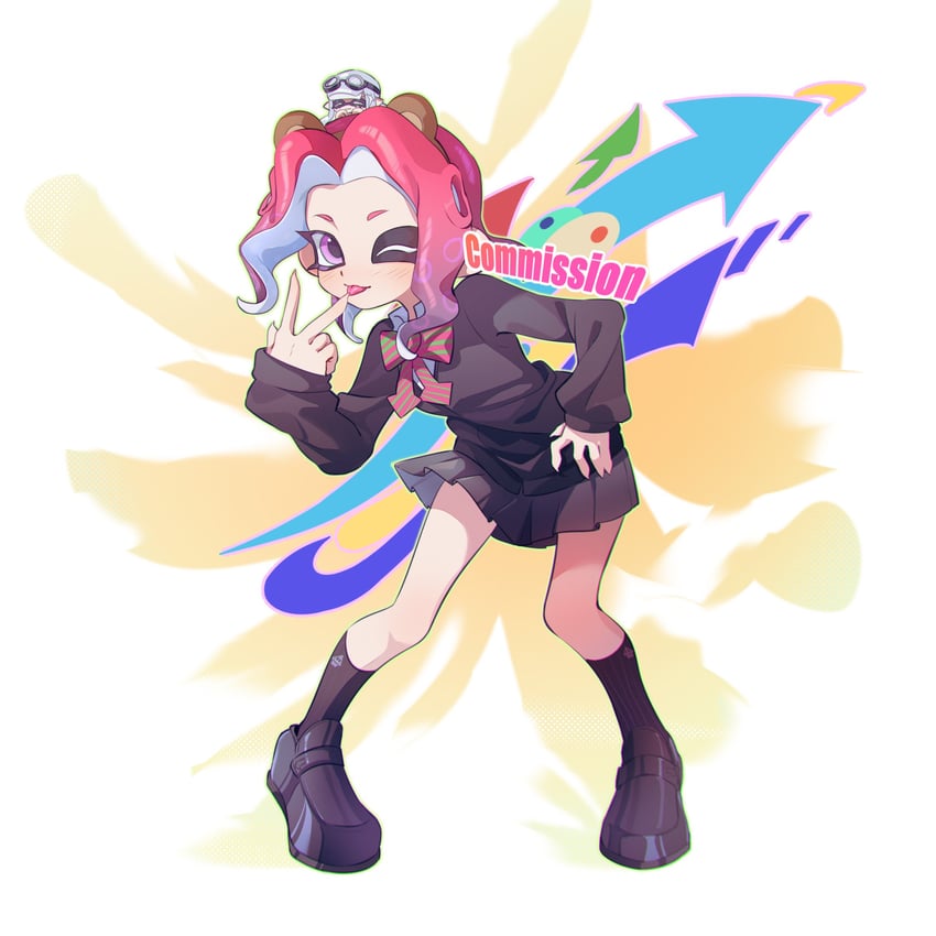 inkling player character, inkling girl, octoling player character, and octoling girl (splatoon) drawn by fifi_(fifiwinofi)