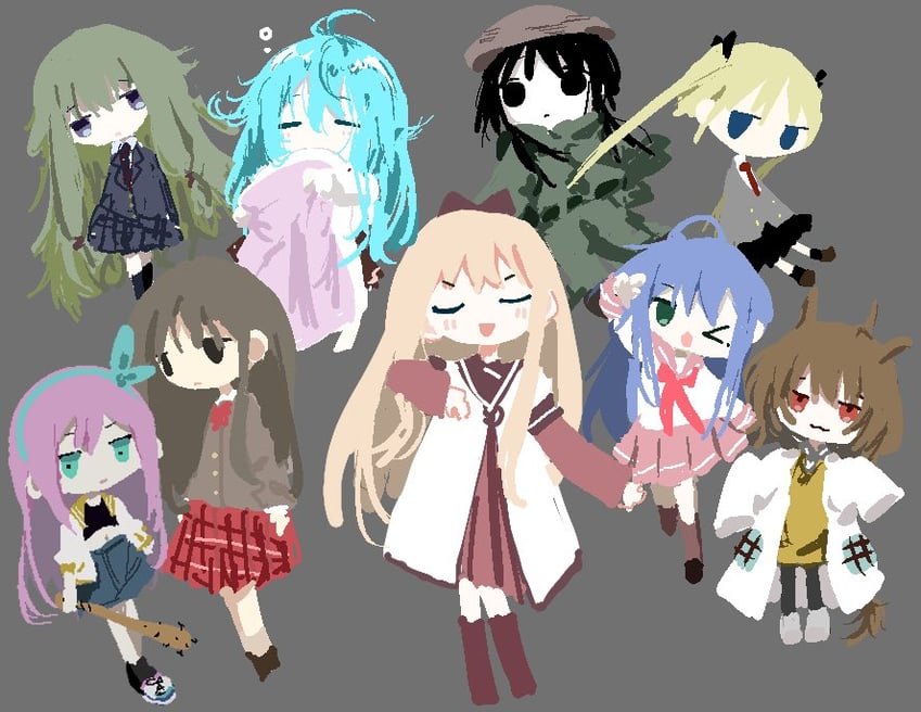agnes tachyon, izumi konata, toshinou kyouko, aubrey, sonya, and 4 more (umamusume and 8 more) drawn by migimiya_yoru