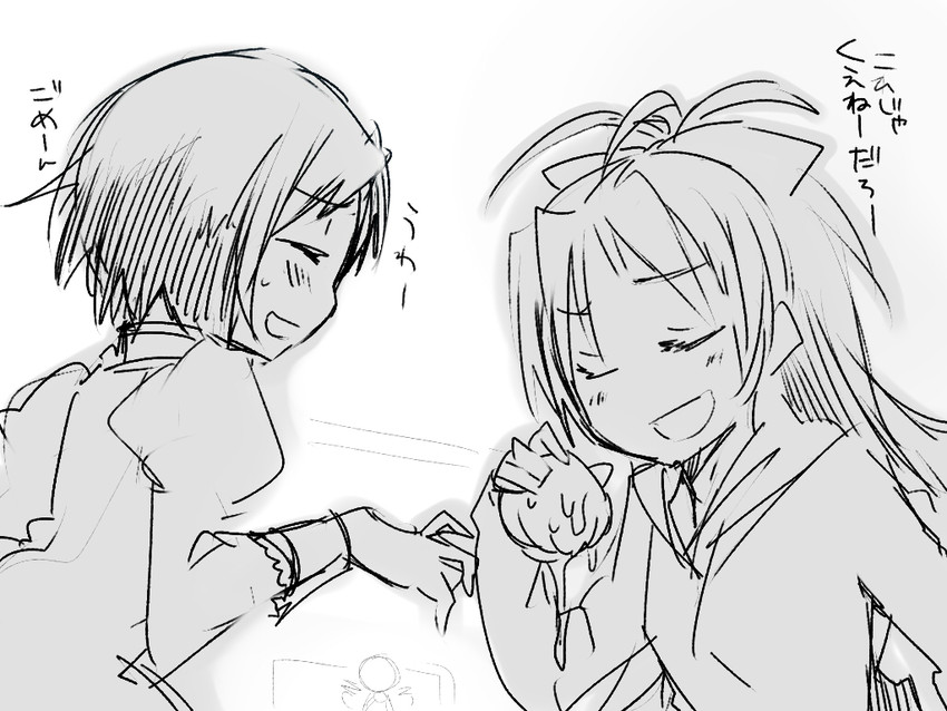 miki sayaka, sakura kyoko, and tomoe mami (mahou shoujo madoka magica) drawn by kusano_houki