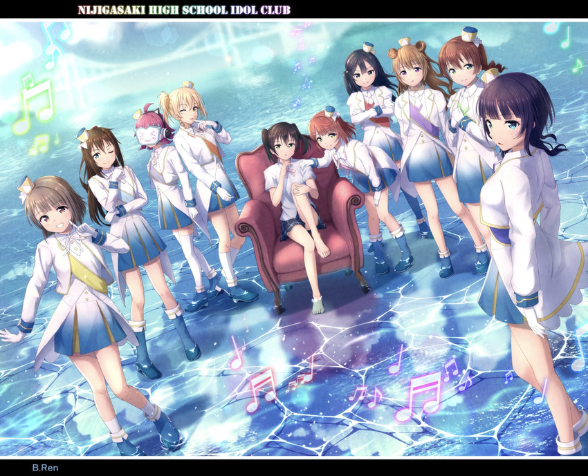 yuki setsuna, uehara ayumu, takasaki yu, osaka shizuku, tennoji rina, and 5 more (love live! and 1 more) drawn by b.ren