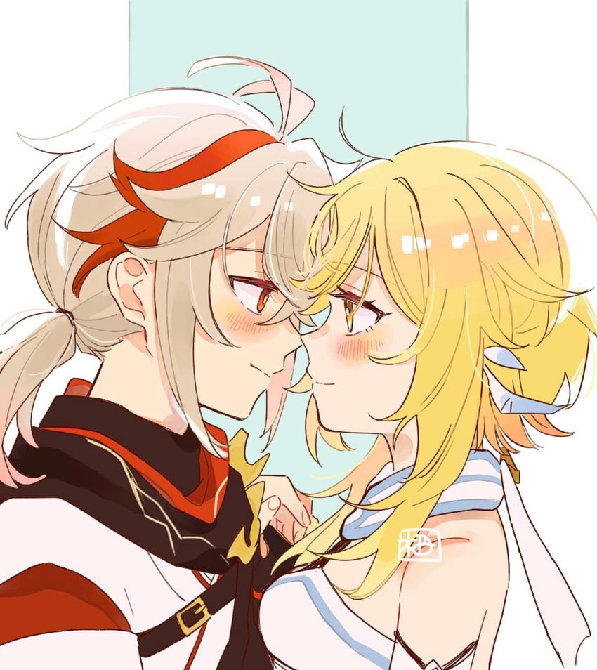 lumine and kaedehara kazuha (genshin impact) drawn by sumika_nl