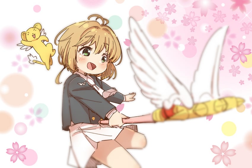 kinomoto sakura and kero (cardcaptor sakura) drawn by yukie_(kusaka_shi)