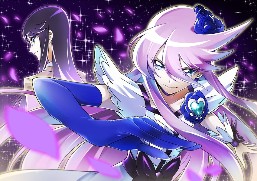 tsukikage yuri and cure moonlight (precure and 1 more) drawn by tsukikage_oyama