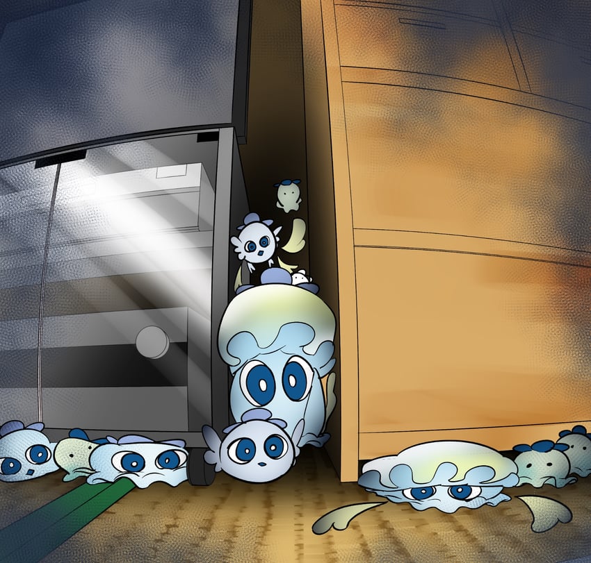 maxx c, mulcharmy fuwalos, and mulcharmy purulia (yu-gi-oh!) drawn by sawan_cutman