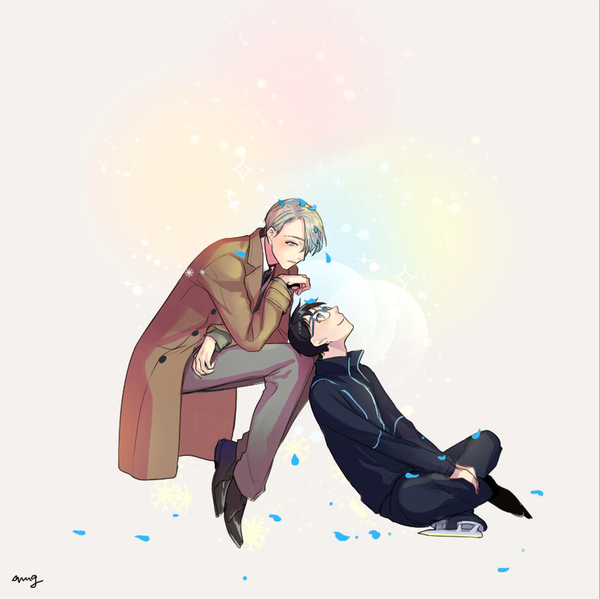 katsuki yuuri and viktor nikiforov (yuri!!! on ice) drawn by amg_(nwmnmllf)
