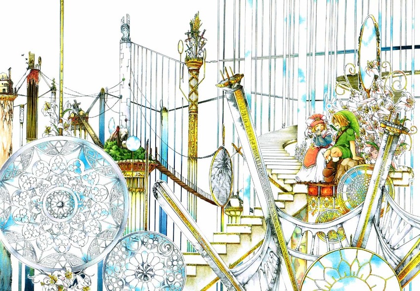 link, princess zelda, young link, navi, and young zelda (the legend of zelda and 1 more) drawn by midorihana_yasaiko