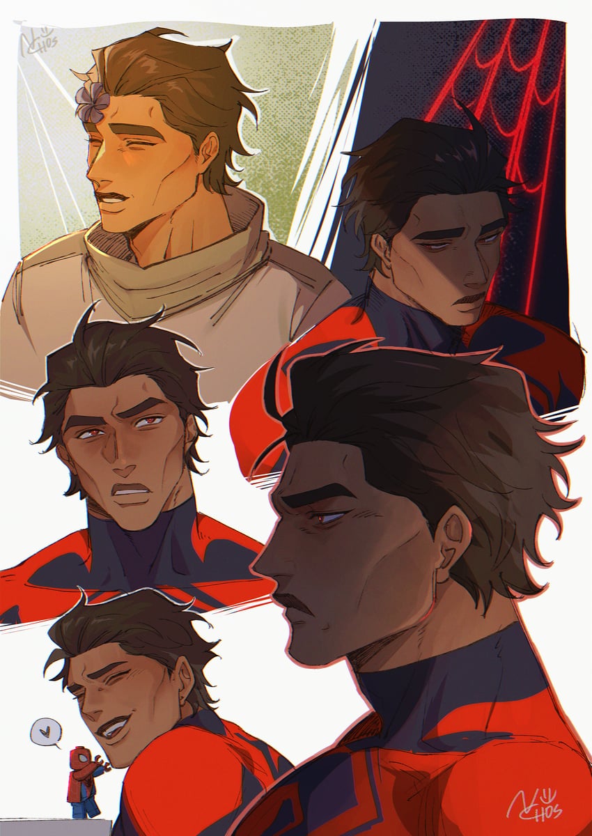 miguel o'hara and spider-man (marvel and 3 more) drawn by nachos_(chos_na)
