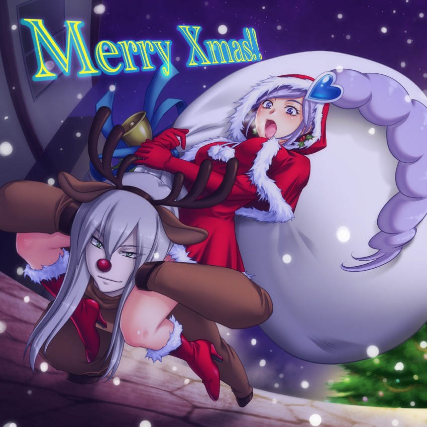 aono miki, cure berry, and souler (precure and 1 more) drawn by say_(sakabin)