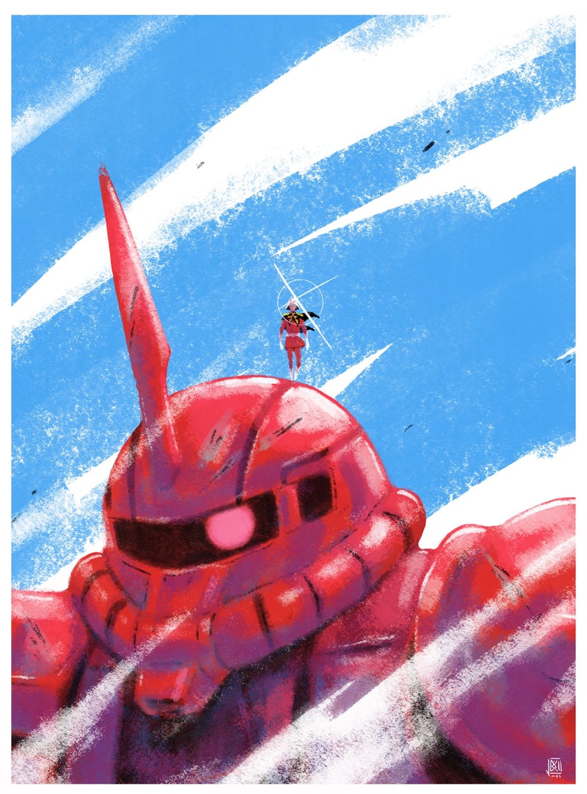 char aznable and zaku ii s char custom (gundam and 1 more) drawn by bell_mimieux