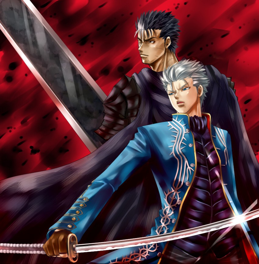 guts and vergil (devil may cry and 2 more) drawn by nagare