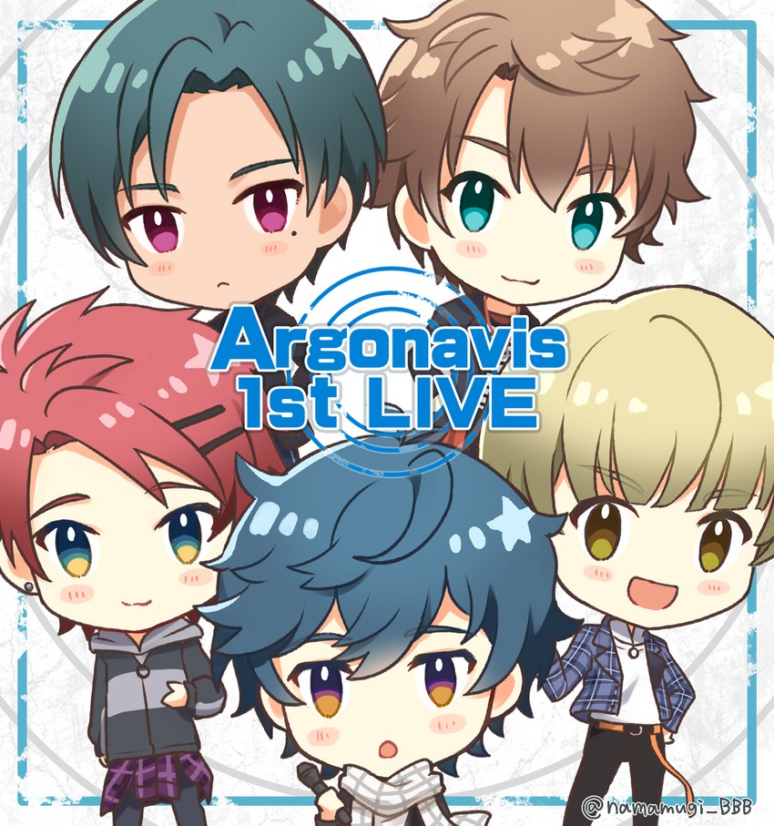 nanahoshi ren, shiroishi banri, goryou yuuto, kikyou riou, and matoba wataru (from argonavis) drawn by mugi_(iccomae)