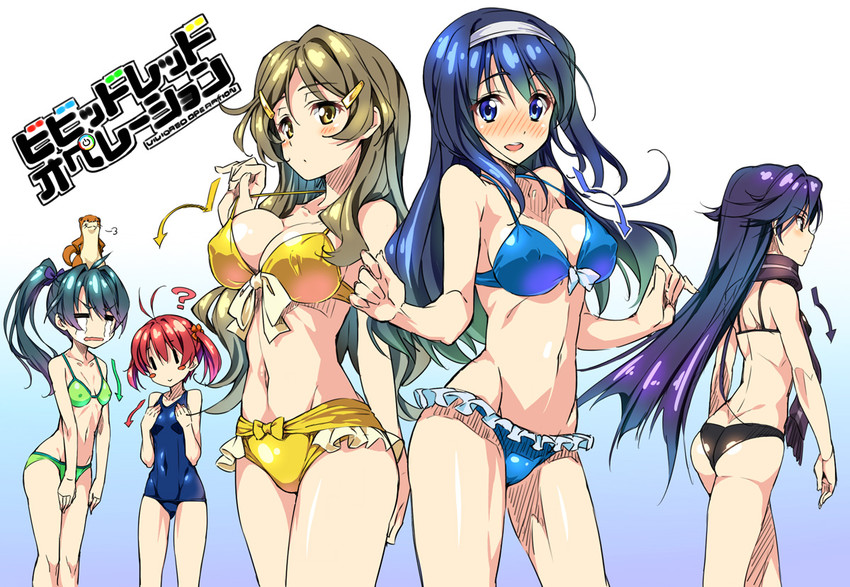 isshiki akane, shinomiya himawari, futaba aoi, saegusa wakaba, kuroki rei, and 1 more (vividred operation) drawn by piromizu