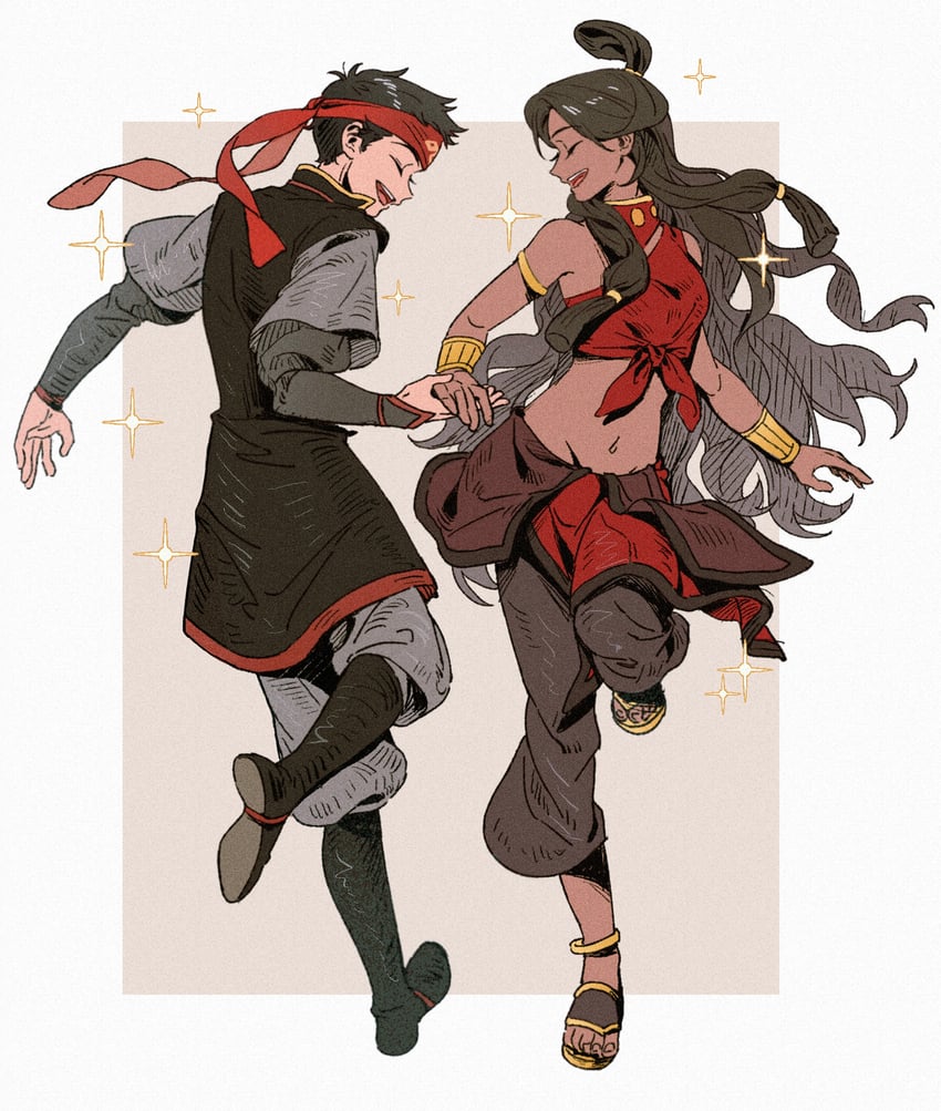 katara and aang (avatar legends and 1 more) drawn by gymnopedies2