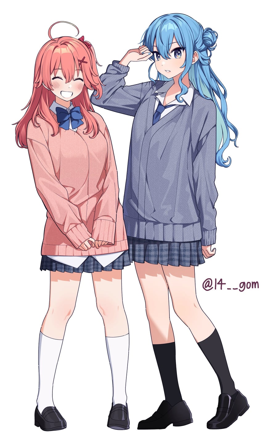 hoshimachi suisei and sakura miko (hololive and 1 more) drawn by 14_(vision5032)